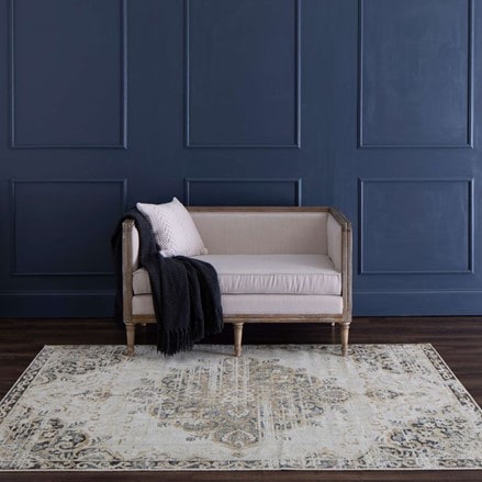 Vintage Karastan rug in modern living room decor